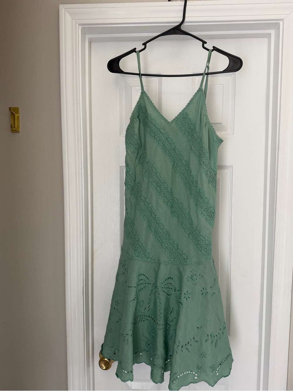 Sage Green Eyelet Slip Mini Dress